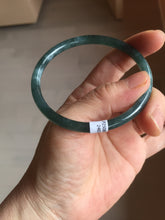 Load image into Gallery viewer, 59.5mm Certified Type A 100% Natural dark green/blue/gray Guatemala slim round cut Jadeite bangle PD177-2483