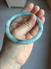 Load image into Gallery viewer, 55.8mm Certified Type A 100% Natural green/blue with green floating flowers slim round cut Jadeite bangle PB237-9550