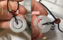 Load image into Gallery viewer, 21-25mm Type A 100% Natural icy watery light green/clear/white Jadeite Jade concentric circle safety Guardian ring Pendant (子母扣,同心环) group PA171