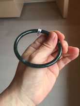 Load image into Gallery viewer, 58.3mm Certified Type A 100% Natural dark green/blue/gray Guatemala slim round cut Jadeite bangle BP202-5522