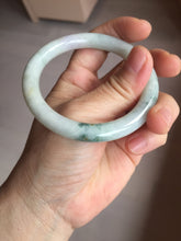 Load image into Gallery viewer, 54.2mm Certified type A 100% Natural light green white purple brown(FU LU SHOU) with green floating flowers round cut Jadeite bangle Q132-2859