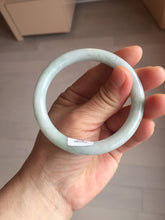Load image into Gallery viewer, 56.4mm certified 100% natural Type A light green white round cut jadeite jade bangle BS4-9557