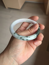 Load image into Gallery viewer, 54.5mm certified 100% natural Type A dark green/purple/white with green floating flowers jadeite jade bangle PB230-2822