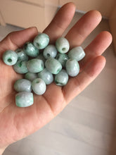 Load image into Gallery viewer, 13.3-13.5mm Type A 100% Natural sunny green/white/light purple olive shape Jadeite Jade LuluTong (Every road is smooth) bead pendant group BP154