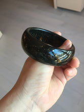 Load image into Gallery viewer, 61mm 100% Natural dark green/black meteorite Stellar Night sky broad style nephrite Jade bangle HF92-1032