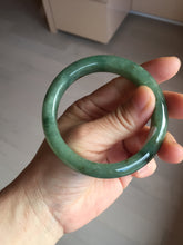 Load image into Gallery viewer, 55.5mm Certified Type A 100% Natural oily dark green(老油青)/gray Jadeite bangle BG227-3215