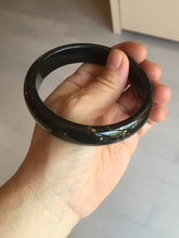 Load image into Gallery viewer, 60.4mm 100% Natural dark green/black meteorite Stellar Night sky broad style nephrite Jade bangle HF117-1025