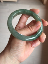 Load image into Gallery viewer, 57.2mm certified Type A 100% Natural icy watery dark green gray Jadeite Jade bangle PC15-0368