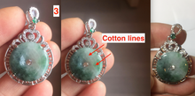 Load image into Gallery viewer, Type A 100% Natural dark green with green floating flowers Jadeite Jade Safety Guardian Button donuts Pendant group X138