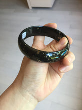 Load image into Gallery viewer, 63.9mm 100% Natural dark green/black meteorite Stellar Night sky nephrite bangle HT121-1020