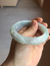 Load image into Gallery viewer, 55.3mm Certified Type A 100% Natural light green with carved Ancient Coin, Auspicious Cloud, and Lingzhi Jadeite Jade bangle PD148-6258