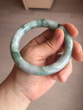 Load image into Gallery viewer, 55.8mm certified 100% natural Type A light green white with green floating flowers round cut jadeite jade bangle BS93-6606