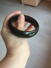 Load image into Gallery viewer, 60.3mm 100% Natural dark green/black meteorite Stellar Night sky nephrite bangle HN26-7598