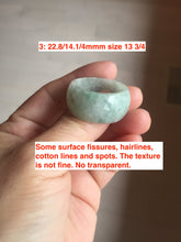 Load image into Gallery viewer, 100% natural type A light green white purple broad jadeite jade band ring thumb ring Pb53