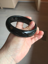 Load image into Gallery viewer, 60mm 100% Natural dark green/black meteorite Stellar Night sky broad style nephrite Jade bangle HF108-0063