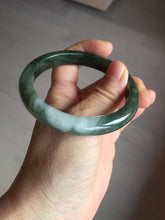 Load image into Gallery viewer, 57.5mm Certified Type A 100% Natural oily dark green(老油青)/gray Jadeite bangle BG228-0397
