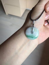 Load image into Gallery viewer, 23.5/4.9mm Type A 100% Natural green white Jadeite Jade Safety Guardian Button donuts Pendant BP115
