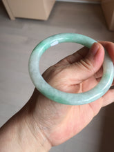 Load image into Gallery viewer, 56.5mm 100% natural type A white/sunny green round cut jadeite jade bangle BL108