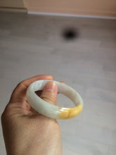 Load image into Gallery viewer, 50mm Certified Type A 100% Natural yellow/white oval shape Jadeite Jade bangle AY16-0762