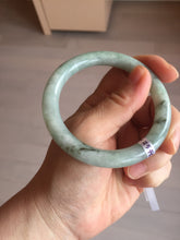 Load image into Gallery viewer, 55mm certified 100% natural Type A light green with green floating flowers round cut jadeite jade bangle BS106-2540