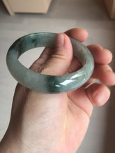 Load image into Gallery viewer, 53.7mm certificated Type A 100% Natural dark green gray black Jadeite Jade bangle S87-7052