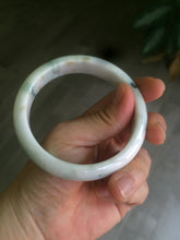 Load image into Gallery viewer, 59.6mm Certificated Type A 100% Natural White green red purplewith green floating flowers Jadeite Jade bangle G110-9546