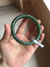Load image into Gallery viewer, 61.5mm certified 100% Natural dark green black (碧玉) round cut nephrite Jade bangle HT105-1579