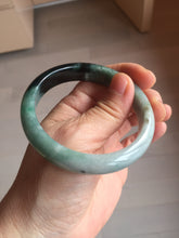 Load image into Gallery viewer, 56.6mm certified 100% natural Type dark green/ gray jadeite jade bangle AU56-4021