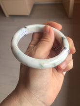 Load image into Gallery viewer, 59.4mm Certificated Type A 100% Natural White purple with green floating flowers Jadeite Jade bangle G110-1-9523