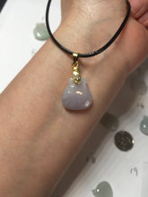 Load image into Gallery viewer, 100% Natural  light green/white/purple Jadeite Jade money bag bead pendant group F153