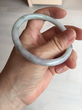 Load image into Gallery viewer, 58mm certified 100% natural type A light green/purple with green fly flowers round cut jadeite jade bangle BN55-3123