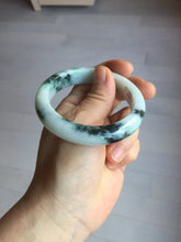 Load image into Gallery viewer, 53mm certified 100% natural Type A green white with green floating flowers jadeite bangle PD157-6246