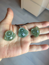 Load image into Gallery viewer, 100% Natural type A icy watery dark green(老油青) happy Buddha jadeite pendant BD190