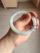 Load image into Gallery viewer, 58.2mm certified Type A 100% Natural icy light green white with green floating flowers round cut Jadeite Jade bangle BS63-7349