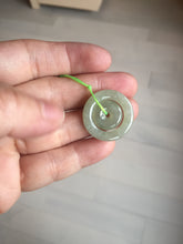 Load image into Gallery viewer, 21-22mm Type A 100% Natural light purple/oily light green/gray Jadeite Jade concentric circle safety Guardian ring Pendant (子母扣,同心环) group PB45
