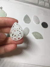 Load image into Gallery viewer, 100% Natural type A light green purple white openwork jadeite pendant BP183