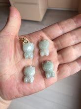 Load image into Gallery viewer, Type A 100% Natural oily dark green/light green/white jadeite jade cat kitty pendant PB118