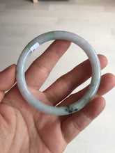Load image into Gallery viewer, 57mm certified 100% natural type A light green/purple with green fly flowers round cut jadeite jade bangle BN59-3125