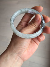 Load image into Gallery viewer, 51.5mm certificated Type A 100% Natural icy watery light green/white with dark green floating flowers chinese ink painting oval Jadeite Jade bangle PB125-7411