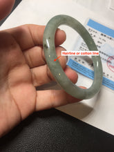Load image into Gallery viewer, 55.8mm Certified type A 100% Natural  light green gray round cut Jadeite bangle PD40-9581