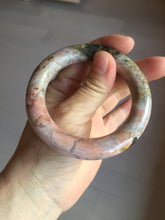 Load image into Gallery viewer, 53.3mm 100% natural pink brown black chubby round cut rose stone (Rhodonite)bangle SY121