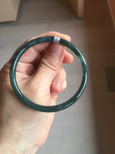 Load image into Gallery viewer, 58.3mm Certified Type A 100% Natural dark green/blue/gray Guatemala slim round cut Jadeite bangle BP201-5512