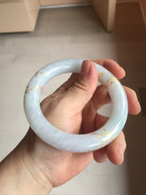 Load image into Gallery viewer, 59.2mm Certified 100% Natural type A light green/purple carved and golden-painted chubby round cut Jadeite Jade bangle PA167-4923