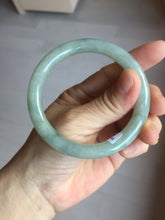 Load image into Gallery viewer, 55.5mm Certified type A 100% Natural  light green gray round cut Jadeite bangle PD43-9583