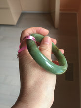Load image into Gallery viewer, 56mm Certified Type A 100% Natural Pine Green subtle mottling russet accent Jadeite bangle KS40-1642