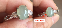Load image into Gallery viewer, 100% natural type A icy watery green dark green four-prong jadeite jade ring group AA88