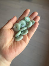 Load image into Gallery viewer, 18-23.5mm Type A 100% Natural light green sunny green white Jadeite Jade Safety Guardian Button donuts Pendant group AA67