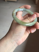 Load image into Gallery viewer, 54.9mm 100% Natural type A dark green yellow carved flowers and golden-painted Jadeite Jade bangle PD97-0277