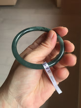 Load image into Gallery viewer, 57mm Certified Type A 100% Natural light green/blue/gray with black floating flowers Guatemala slim round cut Jadeite bangle BP213-1018