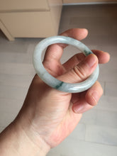 Load image into Gallery viewer, 53.4mm Certified Type A 100% Natural icy watery light green white roung cut jadeite Jade bangle AU51-8147